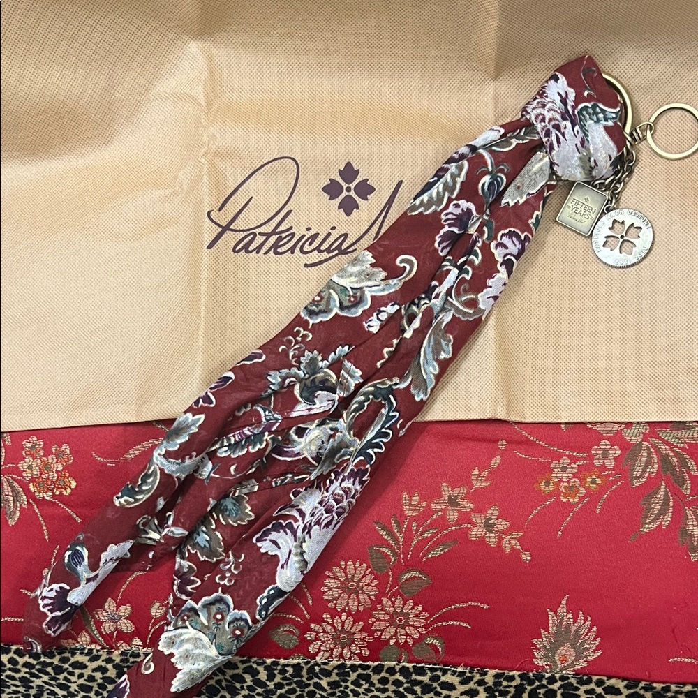 Patricia Nash Burgundy Floral Keychain Scarf